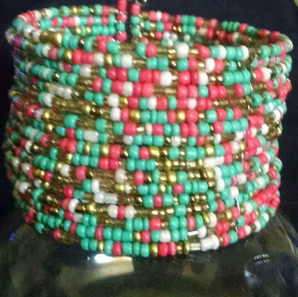 Beautiful Wide Cuff Multicolor Beaded Bracelet - image 1